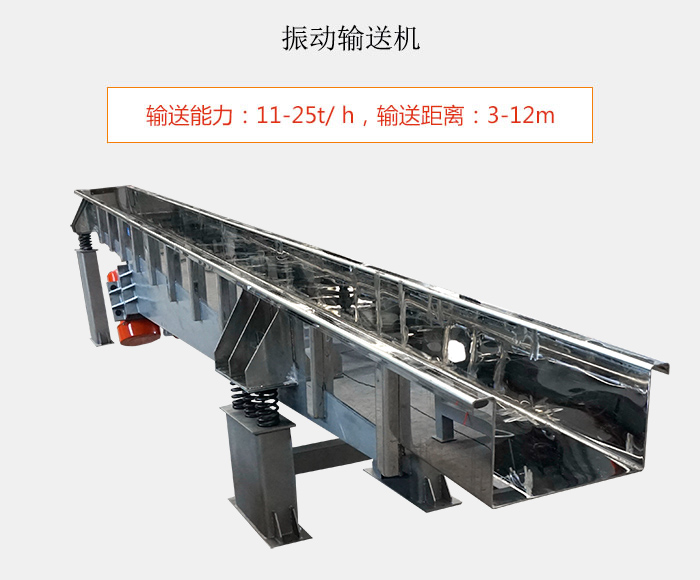 振動(dòng)輸送機(jī)：輸送能力：11-25t/ h，輸送距離：3-12m