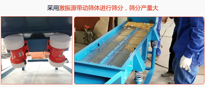 采用激振源帶動(dòng)篩體進(jìn)行篩分，篩分產(chǎn)量大。